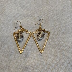 Gold and Silver Triangle Drop Earrings